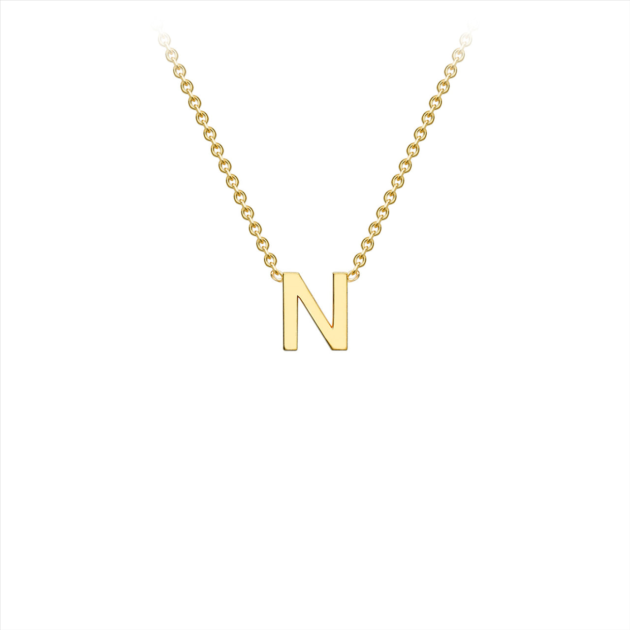 9K Yellow Gold 'N' Initial Adjustable Necklace 38cm-43cm