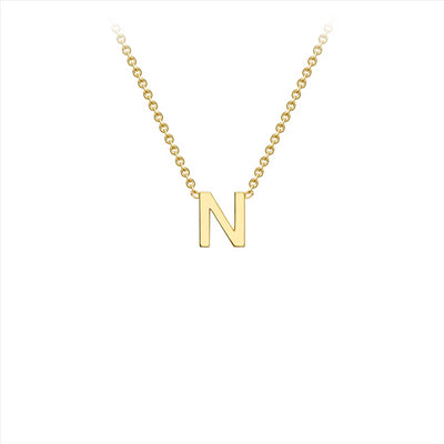 9K Yellow Gold 'N' Initial Adjustable Necklace 38cm-43cm