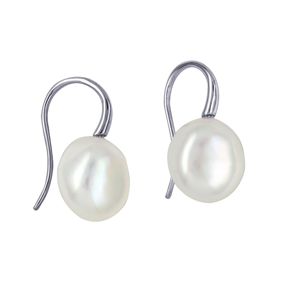 Sterling Silver Baroque Pearl Earwire Earrings.